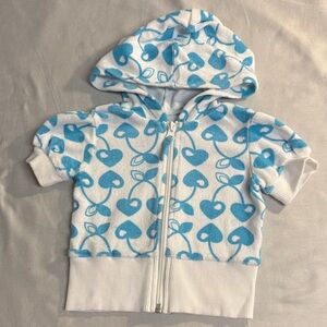Old Navy Kids - Terry clothe short sleeve Hoodie with Blue Heart Design